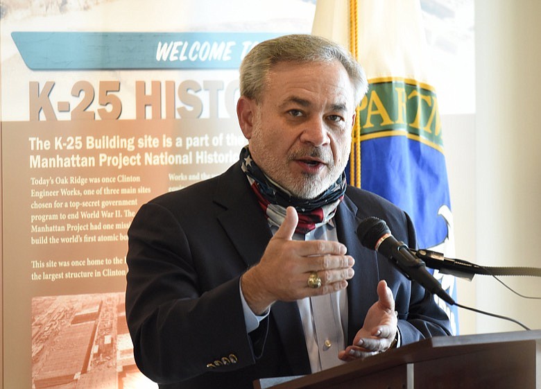 Staff Photo by Matt Hamilton / Dan Brouillette, Secretary of the U.S. Department of Energy, speaks at the K-25 History Center in Oak Ridge, Tenn. on Tuesday, Oct. 13, 2020. 