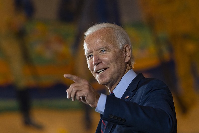 Democratic presidential candidate former Vice President Joe Biden speaks at Cincinnati Museum Center at Union Terminal in Cincinnati, Monday, Oct. 12, 2020. (AP Photo/Carolyn Kaster)