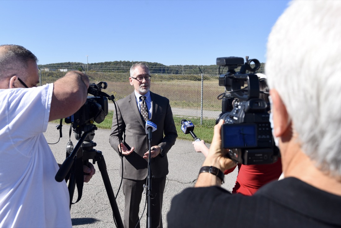 Jay Mullis, manager of the Department of Energy's Oak Ridge Office of Environmental Management, talks to be the media on Tuesday, October 13, 2020 in Oak Ridge, Tenn.