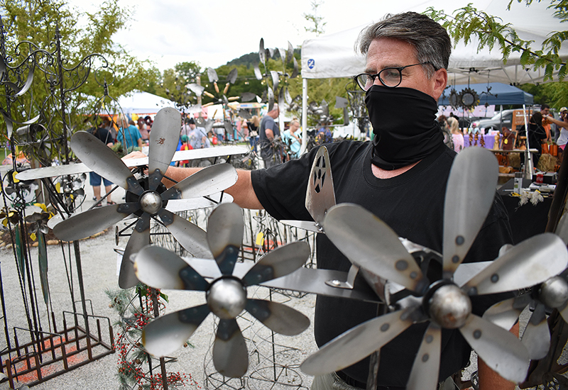Staff photo by Matt Hamilton / Todd Starnes and his iron and steel creations