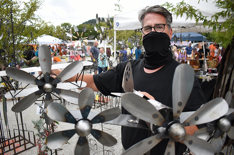 Staff photo by Matt Hamilton / Todd Starnes and his iron and steel creations