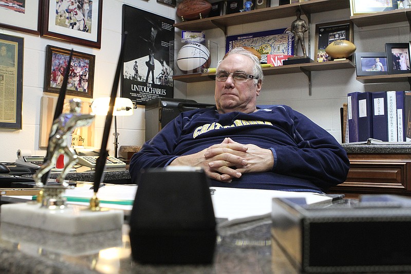 Mike Royster, UTC's assistant athletic director for facilities and equipment, talks in his office to a Times Free Press reporter in Chattanooga, Tenn. on December 09, 2013 / Staff photo by Maura Friedman