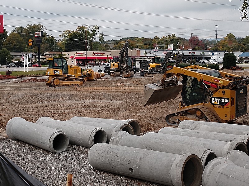 Staff photo by Mike Pare / Heavy equipment readies the site of a planned Chipotle Mexican Grill on Highway 153 in Hixson. 
