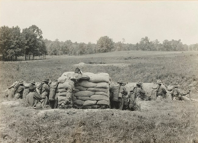 Contributed photo from the National Archives / Officer candidates conduct weapons training at Camp Warden McLean in 1917 near the present day Chickamauga Battlefield Visitor Center.