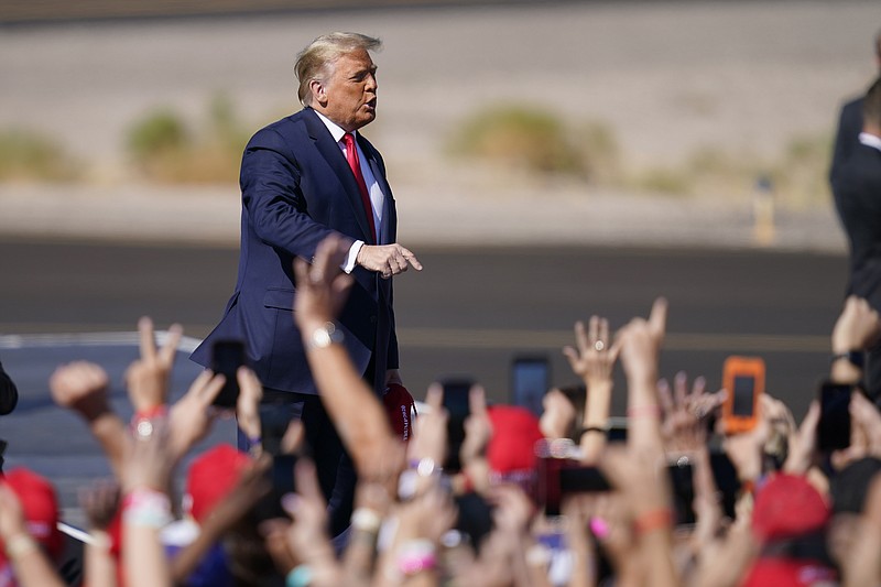 The Associated Press / President Donald Trump arrives at a campaign rally Wednesday in Bullhead City, Arizona.