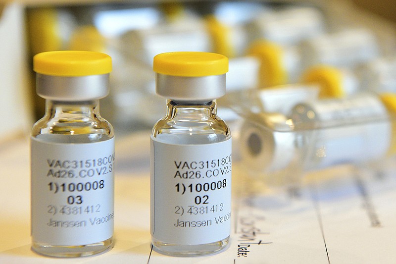 Associated Press File Photo / Vials for a single-dose vaccine for the COVID-19 virus being developed by Johnson & Johnson are pictured.