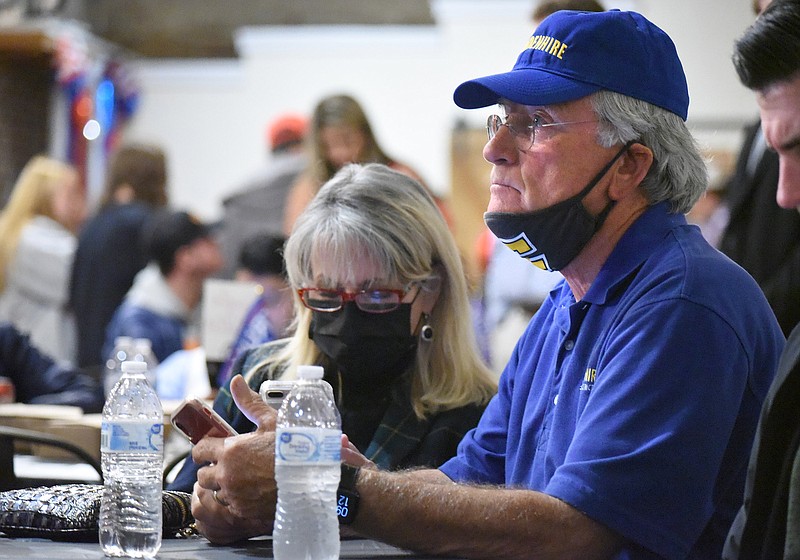 Staff Photo by Matt Hamilton /  Sen. Todd Gardenhire watches election results in Cleveland, Tenn. on Tuesday, Nov. 3, 2020.