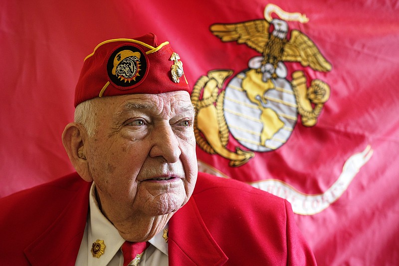 Staff photo by C.B. Schmelter / Veteran Ralph Tate poses in his room at Garden Plaza of Greenbriar Cove on Friday, Oct. 23, 2020 in Collegedale, Tenn.