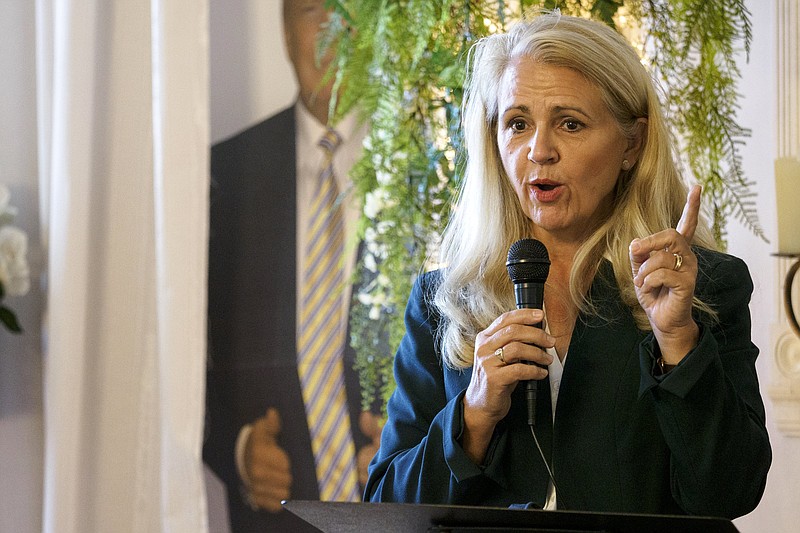 Staff photo by C.B. Schmelter / State Rep. Robin Smith speaks to the Hamilton County Republican Women's Club at Mountain Oaks Tea Room on Tuesday, Oct. 20, 2020 in Ooltewah, Tenn.