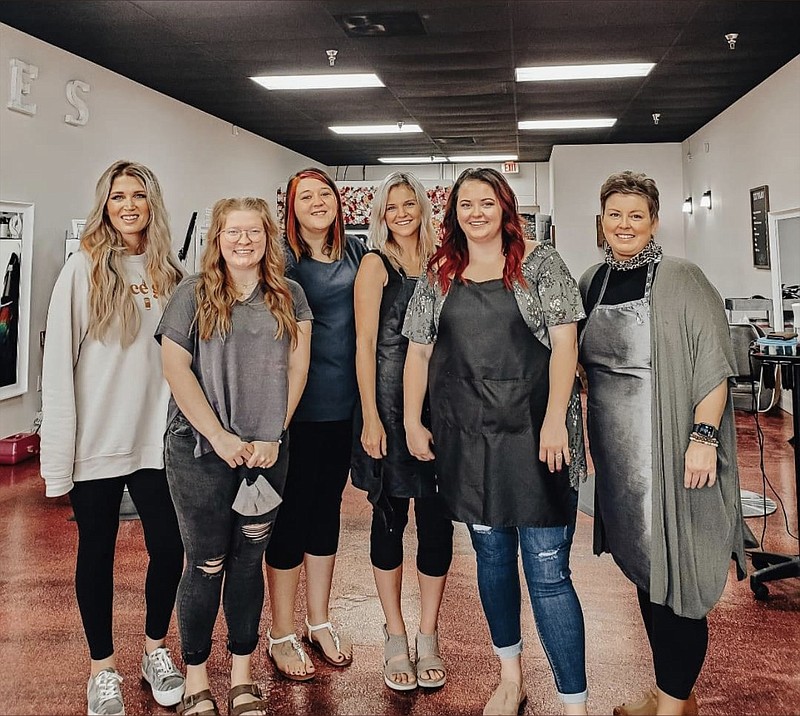 Contributed photo / The Kidz Kutz stylists remove their masks for a group photo. From left are Bethany Dean, Madison Emahiser, Aleishia Hicks, Danielle Talley, Emily Johnson and Amber Middleton.