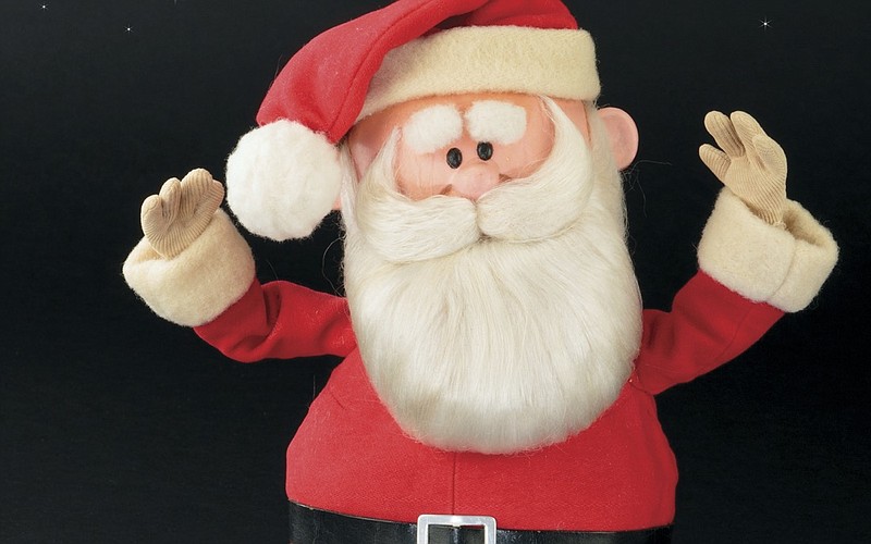 This image released by Profiles in History shows a Santa Claus puppet used in the filming of the 1964 Christmas special "Rudolph the Red-Nosed Reindeer." A buyer shouted out with glee that they would pay $368,000 for the Rudolph and Santa Claus figures used in the perennially beloved Christmas special "Rudolph the Red Nosed Reindeer." Bidding for the figures soared past the projected sale price of between $150,000 and $200,000 on Friday, Nov. 13, 2020 at the Icons & Legends of Hollywood Auction held in Los Angeles by Profiles in History. (Profiles in History via AP)