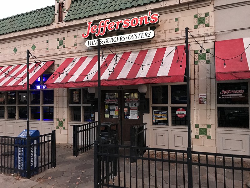 Photo by Dave Flessner / Jefferson's restaurant closes after nearly 10 years of operations on Fountain Square in downtown Chattanooga. The sports bar and restaurant was housed in a century-old building on Georgia Avenue across from the Hamilton County courthouse.