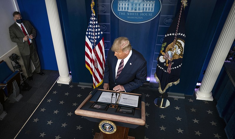 Photo by Doug Mills of The New York Times / President Donald Trump in the White House briefing room on Thursday, Nov. 5, 2020.