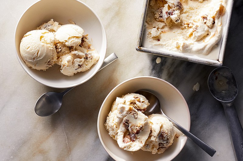 For Pecan Pie Ice Cream, toasted pecans are tossed with maple syrup before they're mixed into a French vanilla ice-cream base. / Photo by Christopher Simpson/The New York Times