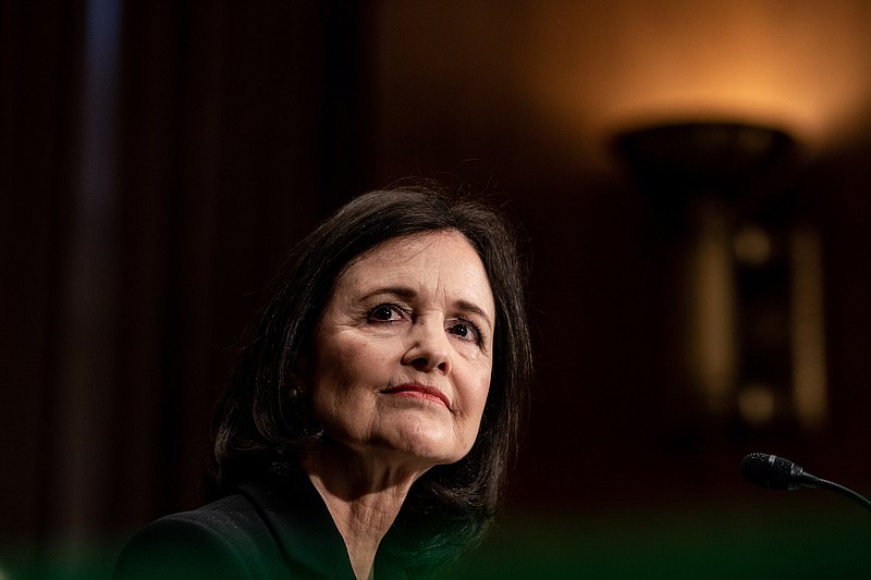 File photo by Erin Schaff of The New York Times / Judy Shelton, one President Donald Trump's nominees for the Federal Reserve's Board of Governors, testifies on Capitol Hill in Washington on Feb. 13, 2020.
