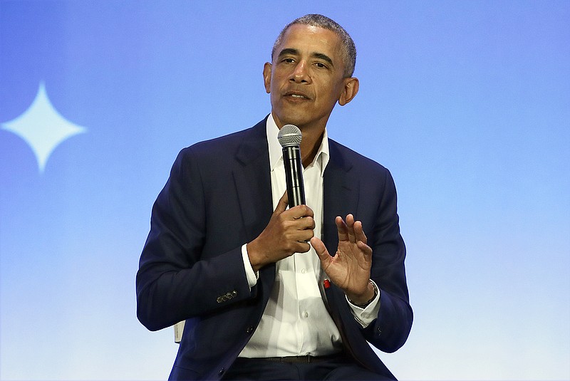 This Feb. 19, 2019, file photo shows former President Barack Obama speaking at the My Brother's Keeper Alliance Summit in Oakland, Calif. Obama's "A Promised Land" sold nearly 890,000 copies in the U.S. and Canada in its first 24 hours, putting it on track to be the best selling presidential memoir in modern history. (AP Photo/Jeff Chiu, File)