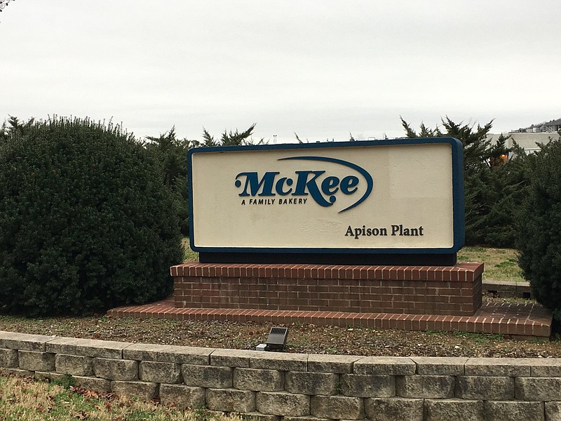 A sign for the McKee Foods Apison Plant is seen on Saturday, Jan. 18, 2020. The plant is located at 10834-10878 Apison Pike in Collegedale, Tenn. / Staff photo by Kim Sebring