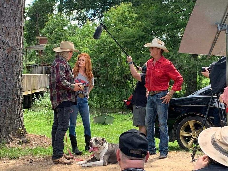 Photo contributed by Becky Card / On the set of "Stand On It" are cast members Cody McCarver, left, who plays Roy "Frosty" Reed, and John Schneider, right, who plays The Duke.