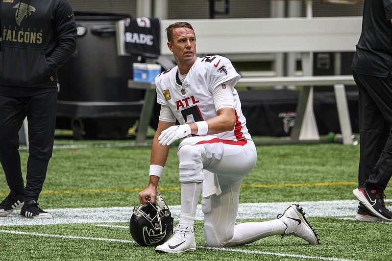 AP file photo by Danny Karnik / Matt Ryan, in his 13th year in the NFL and with the Atlanta Falcons, has started 198 of a possible 201 regular-season games in his career. He's proud of his durability and grateful for his health, and teammates said Ryan's stability make their roles easier to play.