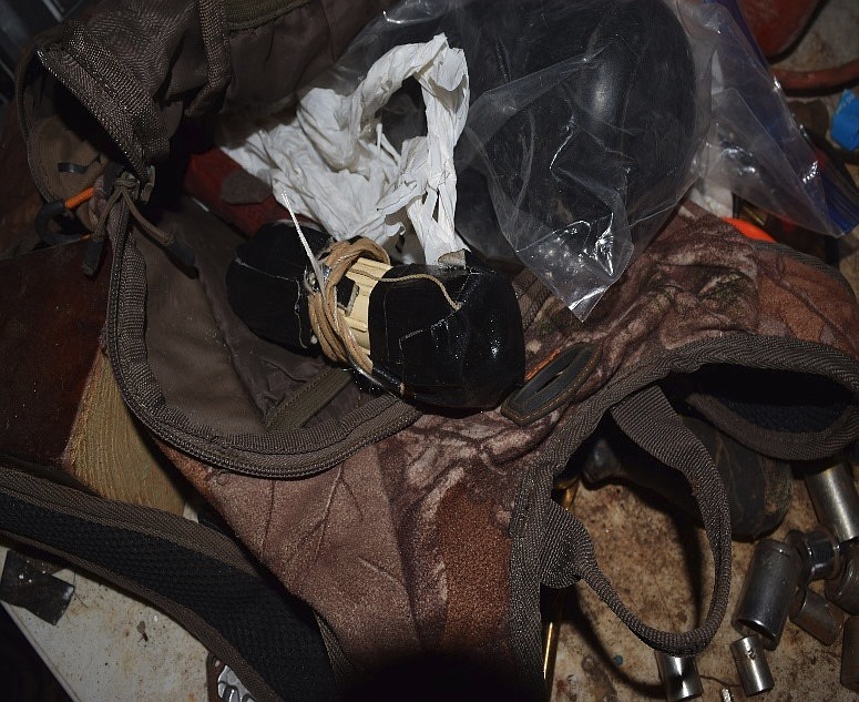 Contributed photo / Members of the Sequatchie County Sheriff's Office, ATF, FBI, Chattanooga Bomb Squad and the 12th Judicial District Drug Task Force on Tuesday allegedly found drug paraphernalia, a gun, black powder and this suspected pipe bomb with a fuse during a search at a home on Quail Lane.