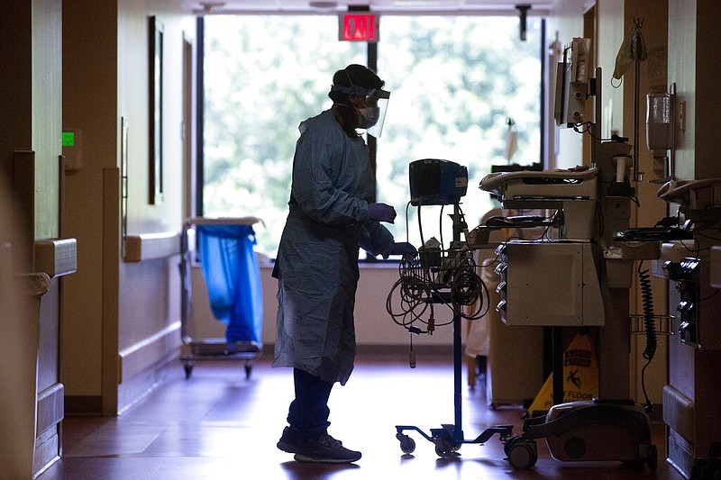 A health care worker at Baptist Memorial Hospital-Memphis in Memphis, Tenn. (Joe Rondone/The Commercial Appeal via AP)