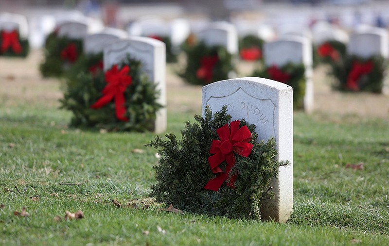 Staff file photo / Nearly 13,500 wreaths were placed on gravesites at Chattanooga National Cemetery for Wreaths Across Chattanooga ceremonies in 2019.