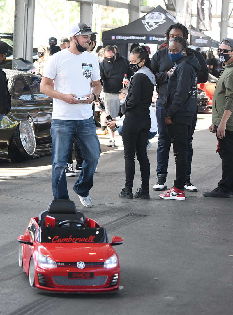 Staff photo by Matt Hamilton / Ryan James of Chattanooga operates a remote control version of his car.