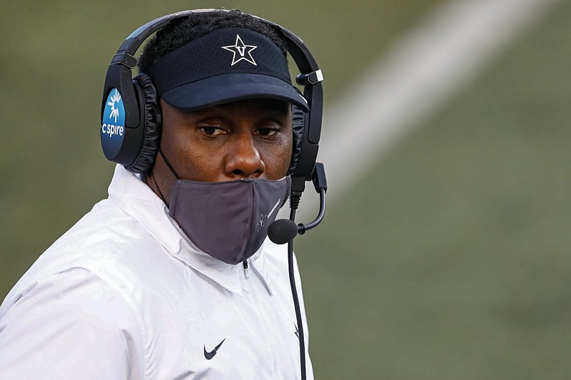 AP file photo by Wade Payne / Vanderbilt fired Derek Mason on Sunday, a day after the Commodores lost 41-0 to Missouri to fall to 0-8 in his seventh season as head coach of the SEC program in Nashville.