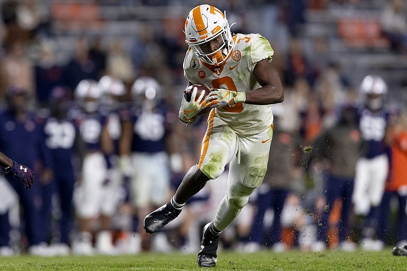 Tennessee Athletics photo by Andrew Ferguson / Tennessee sophomore running back Eric Gray still has a shot at a 1,000-yard season after amassing 173 yards on 22 carries during the 30-17 loss at Auburn on Nov. 21. The Volunteers have three games remaining.