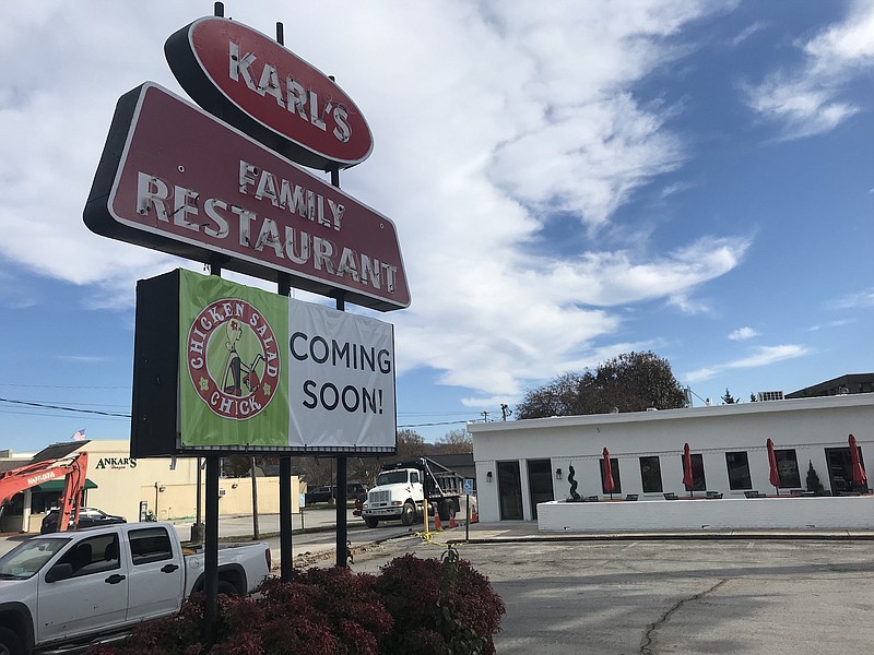 Staff photo by Dave Flessner / Chicken Salad Chick in Hixson has redone the former Karl's restaurant space and plans to open next week. The Karl's sign is to come down soon, the new eatery's operators said.