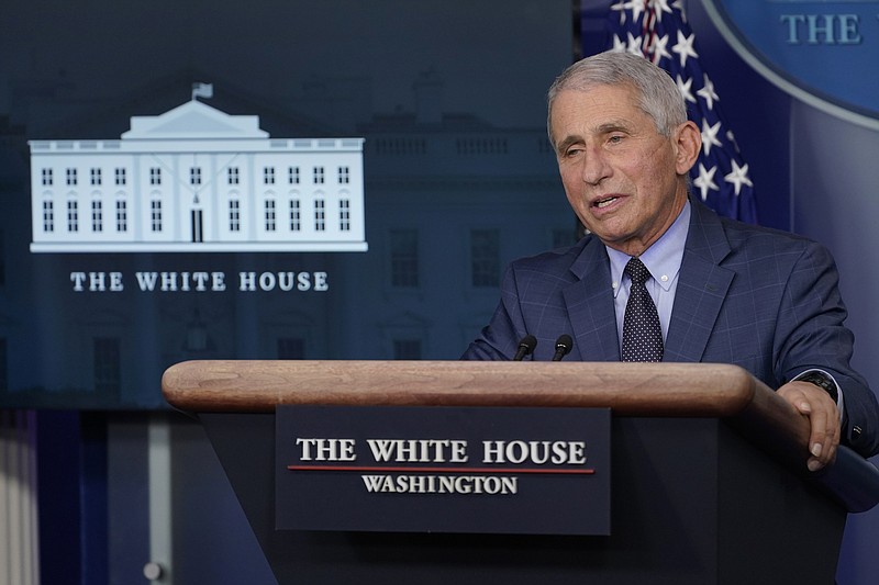 Photo by Susan Walsh of The Associated Press / In this Nov. 19, 2020, file photo Dr. Anthony Fauci, director of the National Institute of Allergy and Infectious Diseases, speaks during a briefing with the coronavirus task force at the White House in Washington.