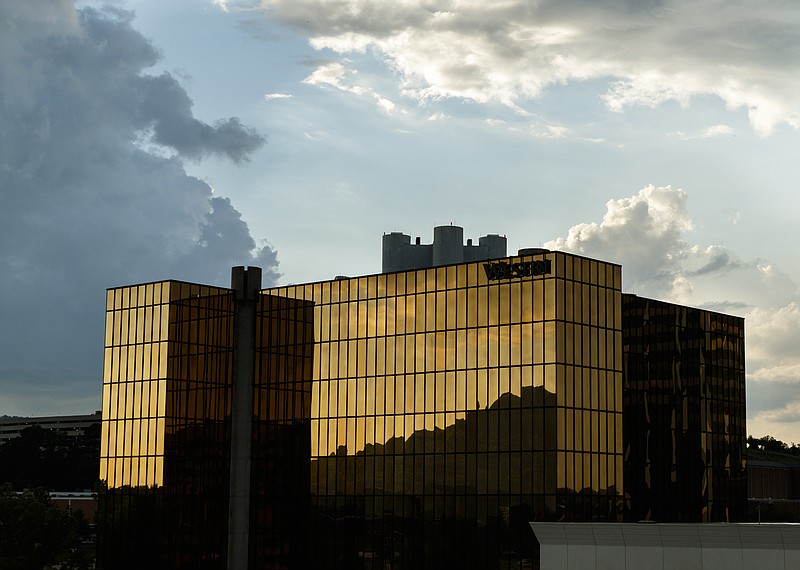 Staff file photo / The Westin hotel dominates the skyline over downtown Chattanooga's West Village.