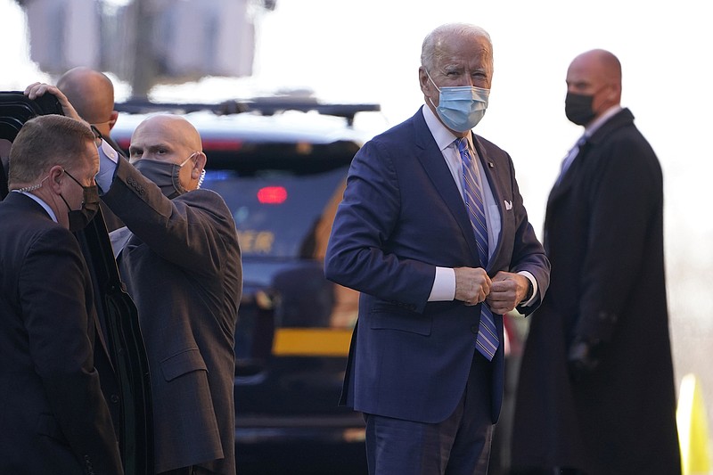Photo by Susan Walsh of The Associated Press / President-elect Joe Biden arrives at The Queen theater in Wilmington, Delaware on Monday, Dec. 7, 2020.