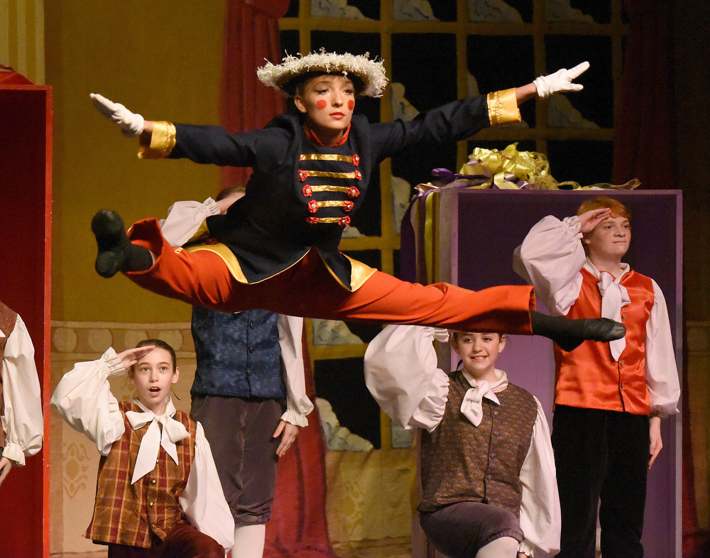 Staff Photo by Matt Hamilton / Ava White plays a toy soldier during a rehearsal for "The Nutcracker 2020" by The Dance Theatre of Dalton at the Colonnade Center in Ringgold on Wednesday, Dec. 9, 2020. In previous years, the performance was at Dalton High School, but COVID-19 precautions have moved the performance to the Colonnade Center. Tickets are only available to family members but the performances can be viewed at http://daltontoday.com for no charge.