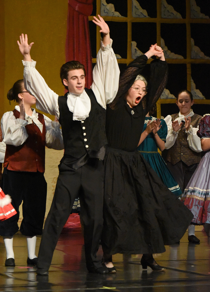Staff Photo by Matt Hamilton / Christian Owen, left, and Mia Gale dance during a rehearsal for "The Nutcracker 2020" by The Dance Theatre of Dalton at the Colonnade Center in Ringgold on Wednesday, Dec. 9, 2020. In previous years, the performance was at Dalton High School, but COVID-19 precautions have moved the performance to the Colonnade Center. Tickets are only available to family members but the performances can be viewed at http://daltontoday.com for no charge.