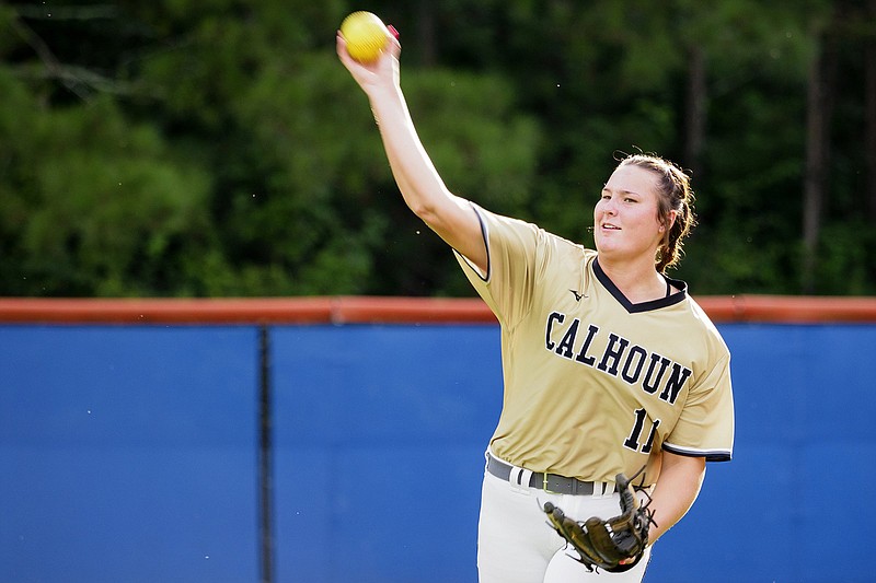 Staff file photo by C.B. Schmelter / Calhoun's Lyndi Rae Davis, pictured, was selected as the GHSA Class AAAAA softball player of the year by the Georgia Athletic Coaches Association.