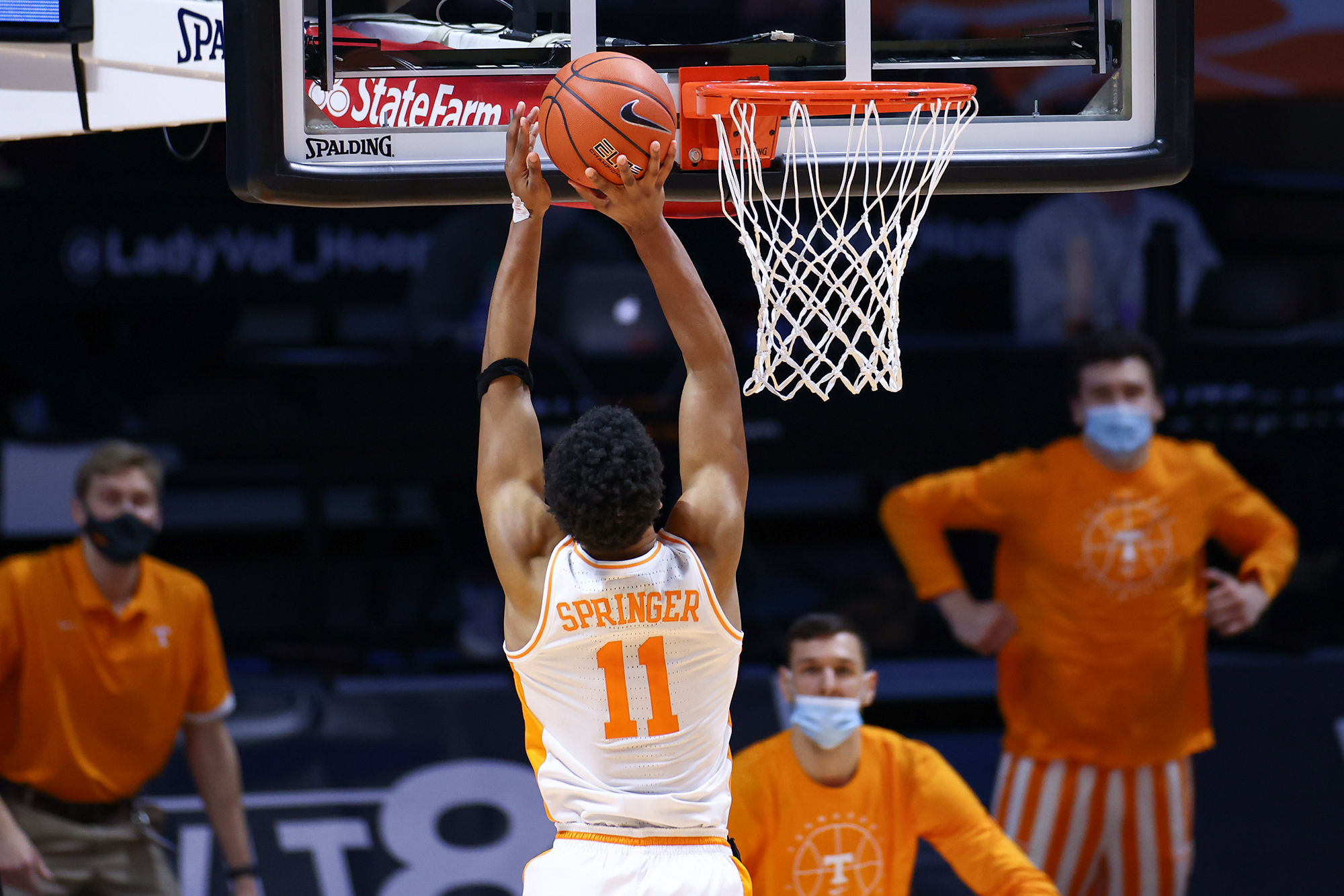USA Today Sports photo by Randy Sartin / Tennessee guard Jaden Springer shoots a layup during Saturday's home game against Cincinnati. Springer scored 11 points as the 12th-ranked Vols won 65-56.