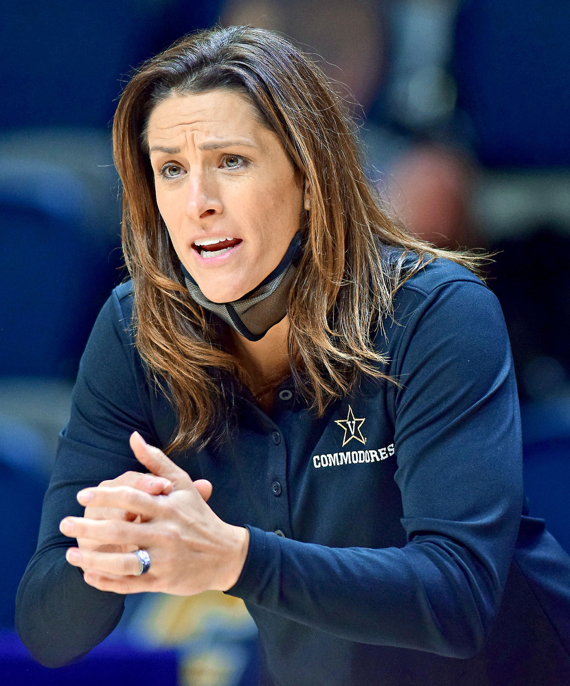 Staff Photo by Robin Rudd / Vanderbilt head coach Stephanie White instructs her team. The University of Tennessee at Chattanooga lost a close home game to Vanderbilt, 80-78 in NCAA women's basketball at the McKenzie Arena on December 13, 2020. .