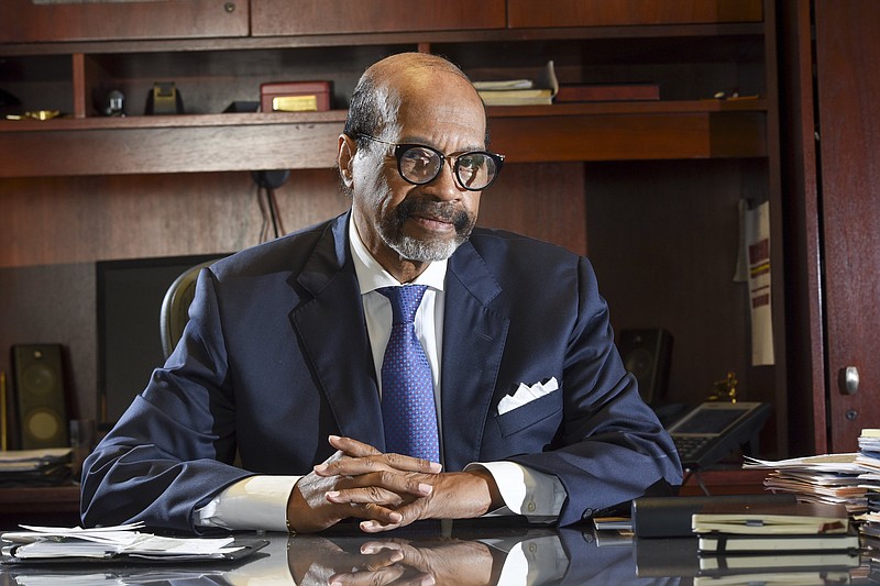 Staff photo by Tim Barber/ Warren Logan talks from his office at the Urban League in Chattanooga in 2019.