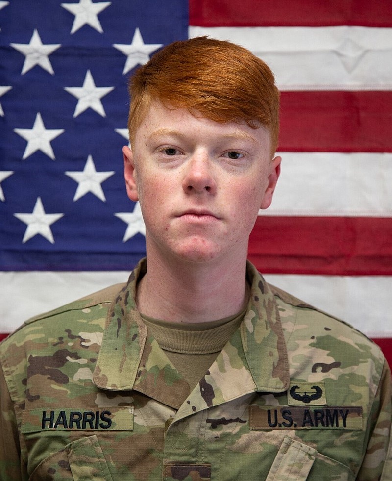 This undated photo provided by the U.S. Army shows Hayden Harris, of Guys, Tenn., who was stationed at the U.S. Army base Fort Drum in upstate New York. Harris disappeared on Thursday, Dec. 17, 2020, and his body was found in a wooded area of Byram Township, N.J., on Saturday, Dec. 19. Fellow soldier Jamaal Mellish is being held in New York in connection with Harris' death. (U.S. Army via AP)
