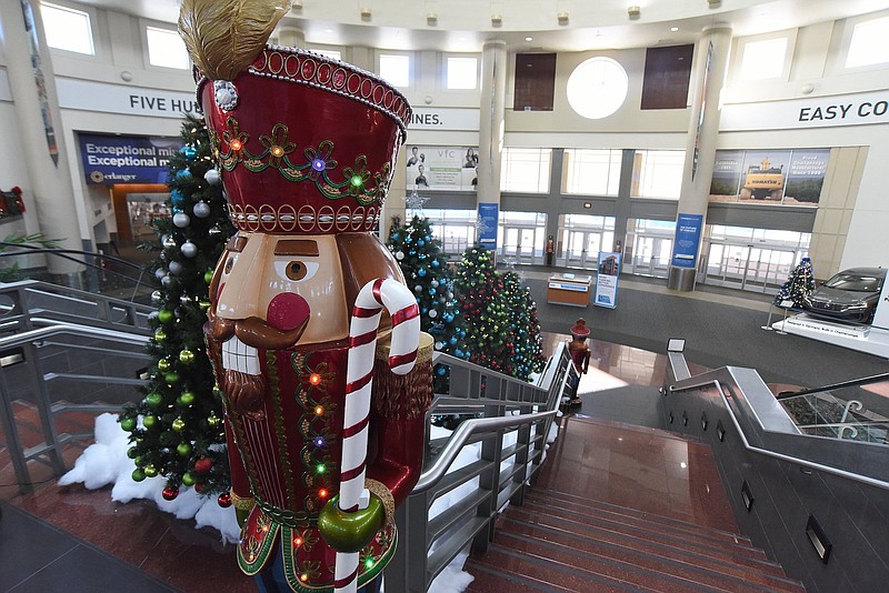 Staff Photo by Matt Hamilton / Holiday decorations fill the otherwise empty Chattanooga Airport on Thursday, Nov. 19, 2020. 