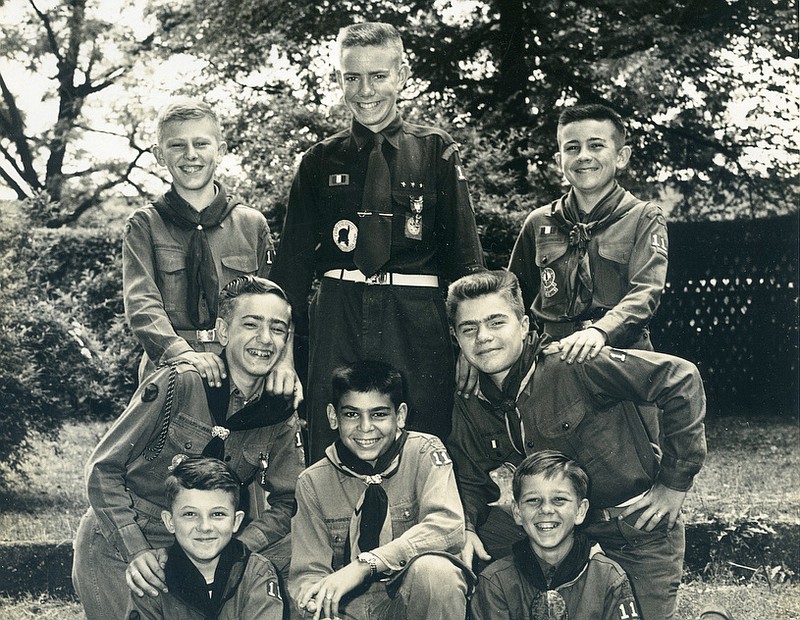 Members of the Dayton, Tennessee, Boy Scouts Troop 11 are shown preparing for a trip to the international Boy Scouts Jamboree in California in 1953. Front row, from left, are Barky Lee, George Shilby and Charles Whittemore. Middle row, from left, Bob Forsten and Jimmy Cunnyngham. Back row, from left, are Bobby Crawford, Bobby Johnson and Tom Taylor. Contributed photo by the late Bob Ivory.	