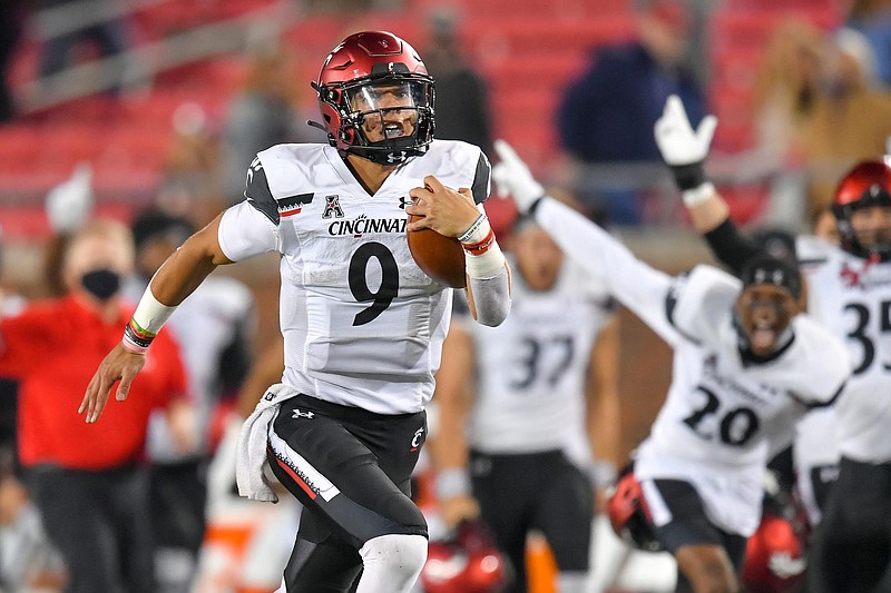 University of Cincinnati photo / Cincinnati junior quarterback Desmond Ridder has thrown for 17 touchdowns and rushed for 12 for the 9-0 Bearcats entering Friday afternoon's Chick-fil-A Peach Bowl against Georgia.