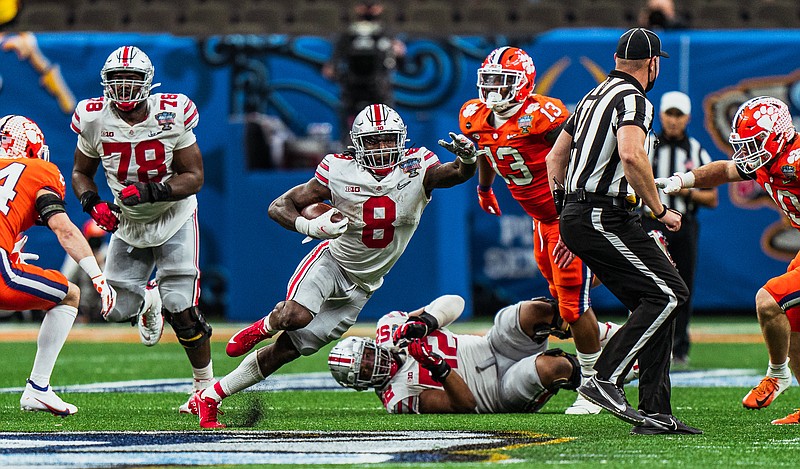 Ohio State Athletics photo / Ohio State senior running back Trey Sermon, who spent his first three college seasons at Oklahoma, has rushed for 524 yards the past two games for the Buckeyes entering Monday night's national championship showdown against Alabama in Miami Gardens.