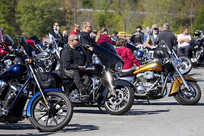 Staff photo by C.B. Schmelter / Motorcyclists wait for the 2020 Dino Richardson Memorial Toy Run to start at Ridgeland High School on Nov. 1 in Rossville, Ga. Hundreds of riders attended the event which was sponsored by Walker County Stocking Full of Love. According to volunteer Chris Pryor, the annual ride provides toys for thousands of kids in Walker County.