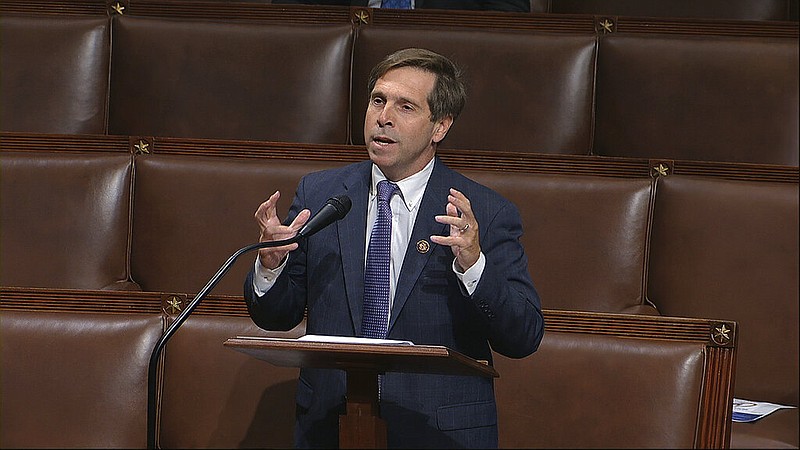 In this image from video, Rep. Chuck Fleischmann, R-Tenn., speaks on the floor of the House of Representatives at the U.S. Capitol in Washington, Thursday, April 23, 2020. (House Television via AP)
