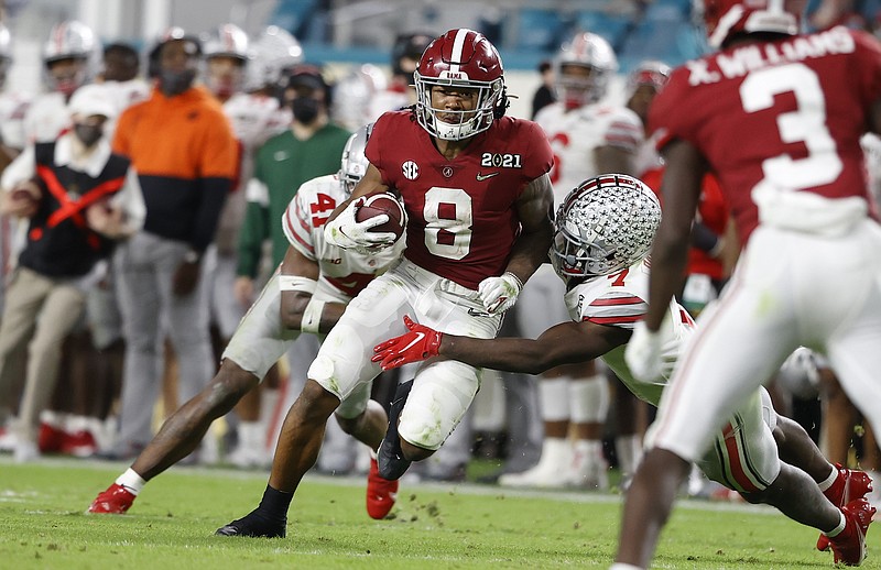 Crimson Tide photos / Alabama sophomore John Metchie had eight catches for 81 yards during Monday night's win over Ohio State and finished the 2020 season as the nation's 17th-leading receiver.