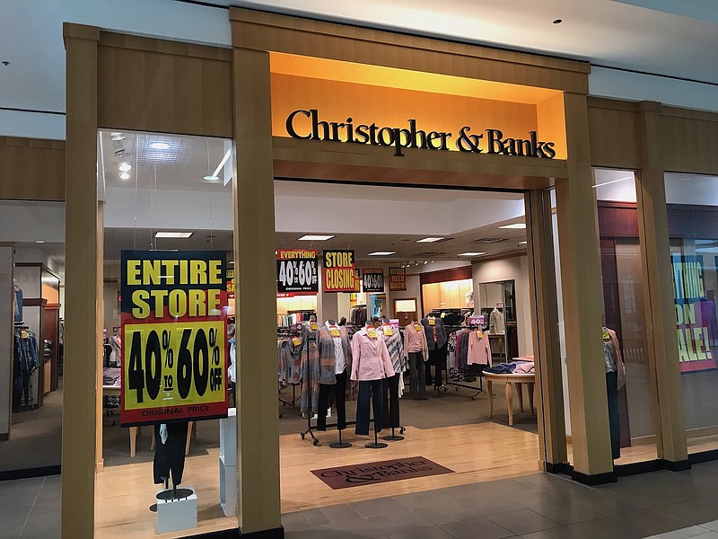 Photo by Dave Flessner / The Christopher & Banks store at Northgate Mall in Hixson is liquidating its merchandise at sale prices 40 to 60% off original prices. Store fixtures are also being sold at the women's fashion retailer liquidates its assets and closes all of its 449 stores under bankruptcy court protection.