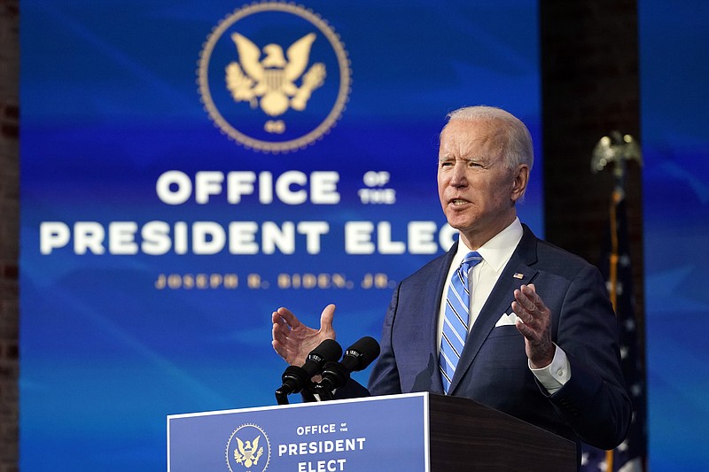 AP Photo by Matt Slocum / President-elect Joe Biden speaks about the COVID-19 pandemic and his plan for relief during an event Thursday in Wilmington, Delaware.