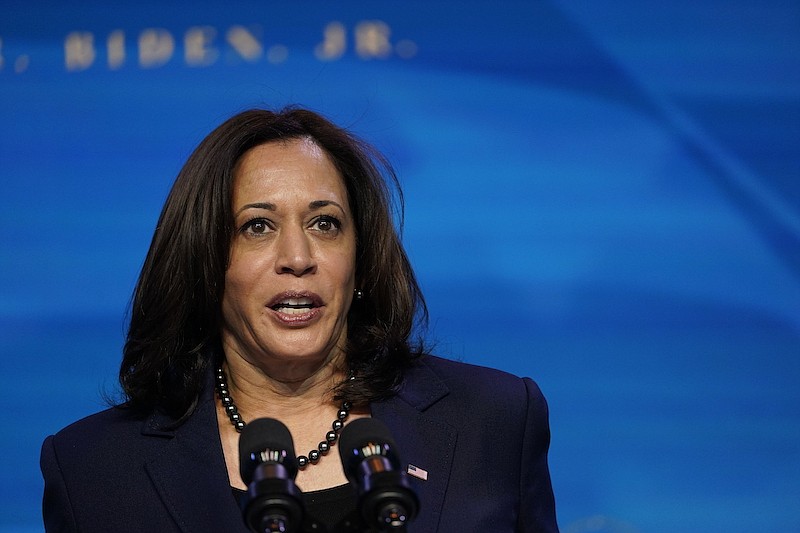 Vice President-elect Kamala Harris speaks during an event at The Queen theater in Wilmington, Del., Friday, Jan. 8, 2021, to announce key administration posts. (AP Photo/Susan Walsh)